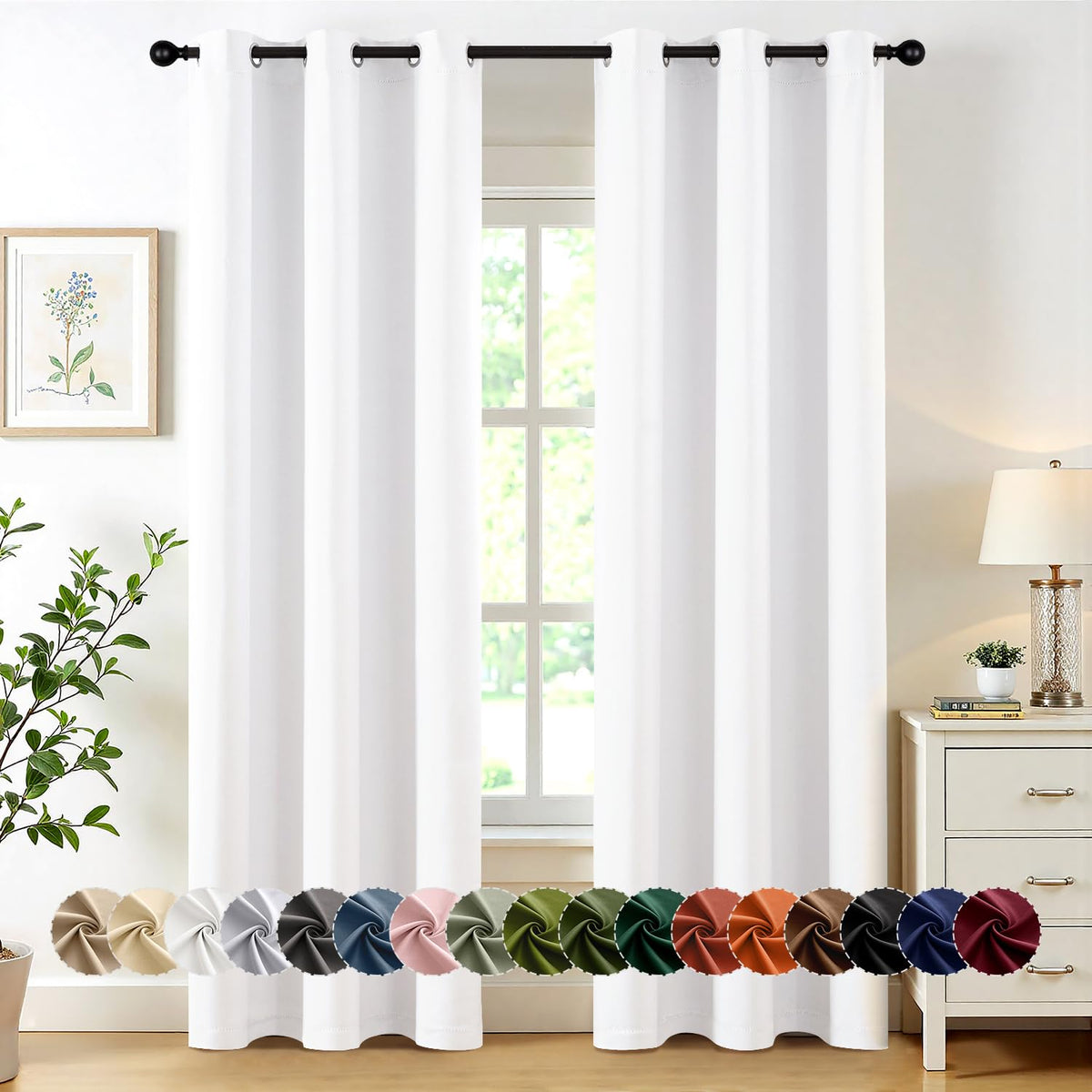 MIULEE Blackout Curtains for Bedroom 2 Panels 40 x 63 Inch Long Black