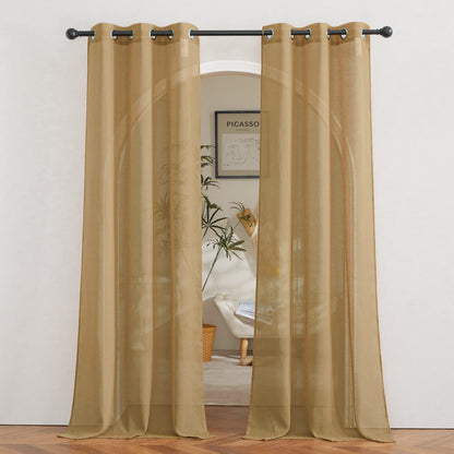NICETOWN Semi Sheer Linen Ivory Curtains for Bedroom, W52xL84, 2 Panels