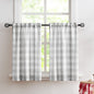 Taupe White Check Kitchen Tier Curtains for Basement Laundry 27x36 2pcs