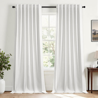 Topfinel Cream Linen Blackout Curtains 84 Inch Long for Bedroom Living Room, Ivory Pinch Pleat Back Tab Full Blackout Drapes Farmhouse Boho Curtains for Window, White Neutral Curtains 52" X 84" 7 FT