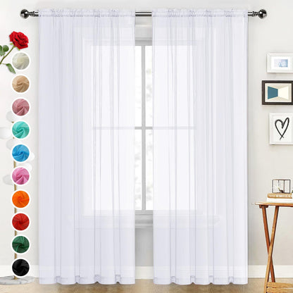 SpaceDresser Sheer Voile Curtains for Living Room 84 Inch Long 2 Panels