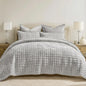 RECYCO Channel Box Stitch Velvet Quilt Set, King Size, Beige