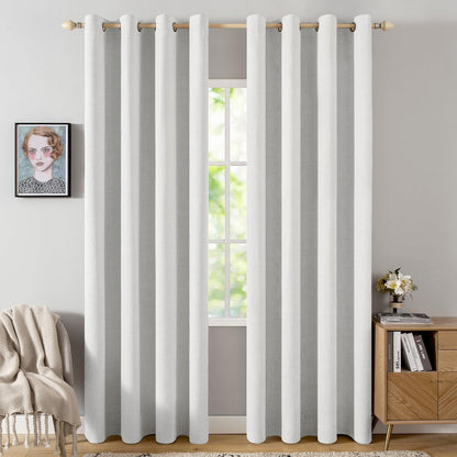 MIULEE 100% Blackout Linen Curtains for Bedroom 52x90 Inches Natural Beige