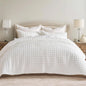 RECYCO Channel Box Stitch Velvet Quilt Set, King Size, Beige