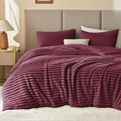 EXQ Home Fluffy Comforter Set Queen Size,3 Pieces Bed Set,Black