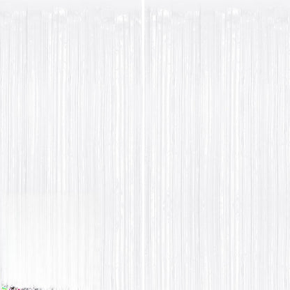 GCB 2Pack Black Metallic Tinsel Foil Fringe Curtain, Black Curtain Backdrop
