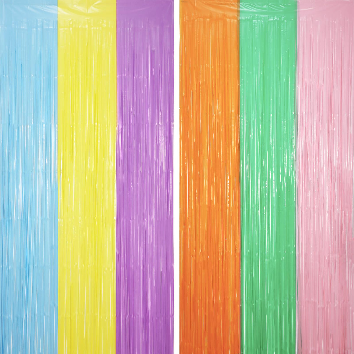 Voircoloria Laser Pink Foil Fringe Backdrop Curtains,3.3x6.6ft, 2 Pack