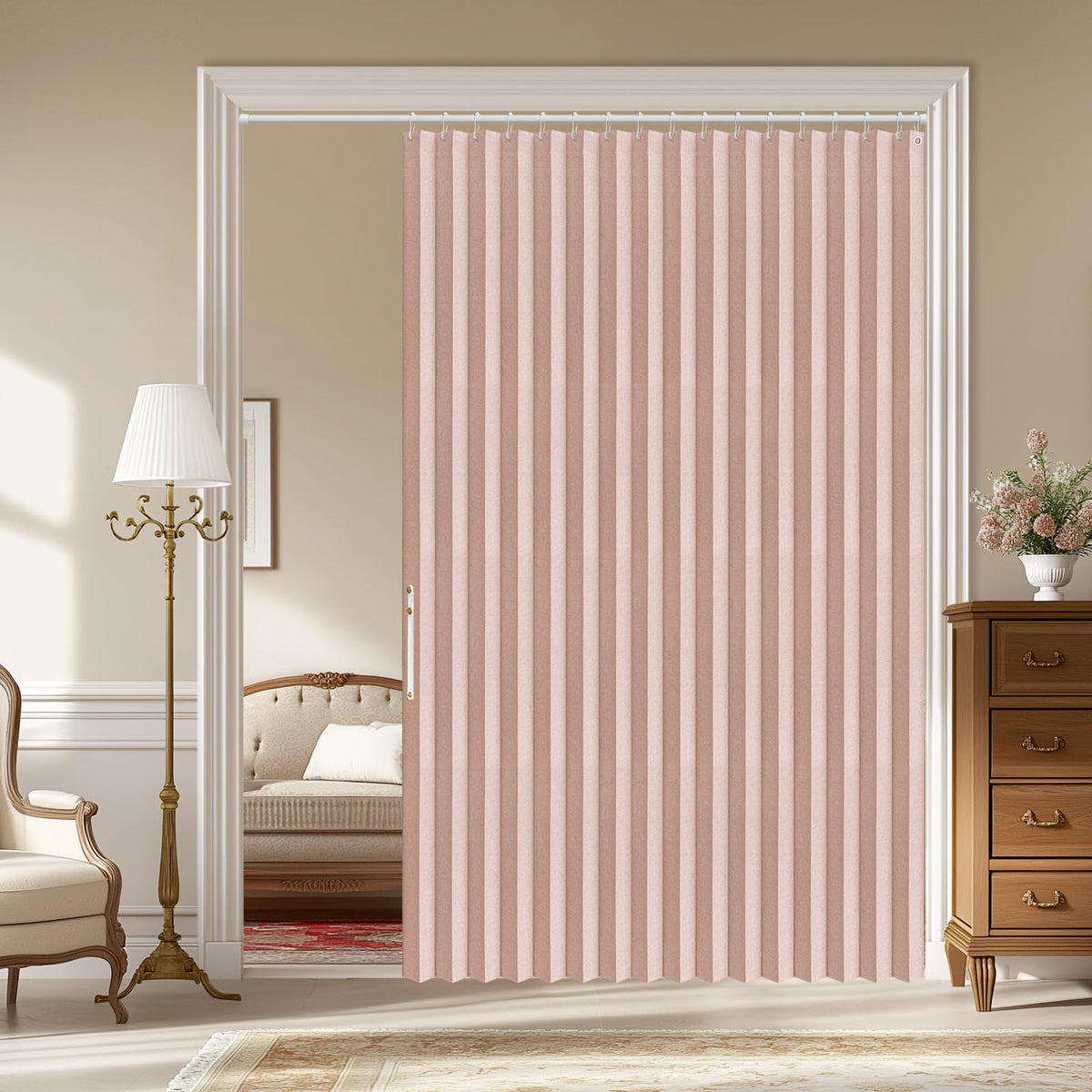 AJAZZ Blackout Accordion Door Magnetic Door Curtain Folding Closet Doors Curtain Invisible for Bedroom Room Living Room Doorway, Grey 42" W x 78" L, 1 Panel