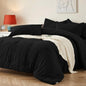 Queen Comforter Set 7 Piece - Black Soft Bed in a Bag Queen Size Comforter Sets, Lightweight Bedding Sets with Down Alternative Comforter, Flat Sheet, Fitted Sheet, 2 Pillowcases & 2 Shams
