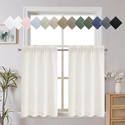 Chyhomenyc 2 Panels White Kitchen Curtains 36 Inch Length Tier Curtain