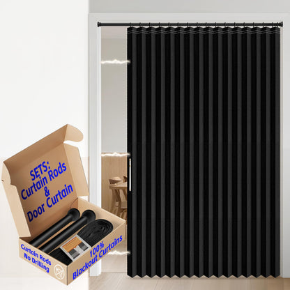 AJAZZ Blackout Accordion Door Magnetic Door Curtain Folding Closet Doors Curtain Invisible for Bedroom Room Living Room Doorway, Grey 42" W x 78" L, 1 Panel