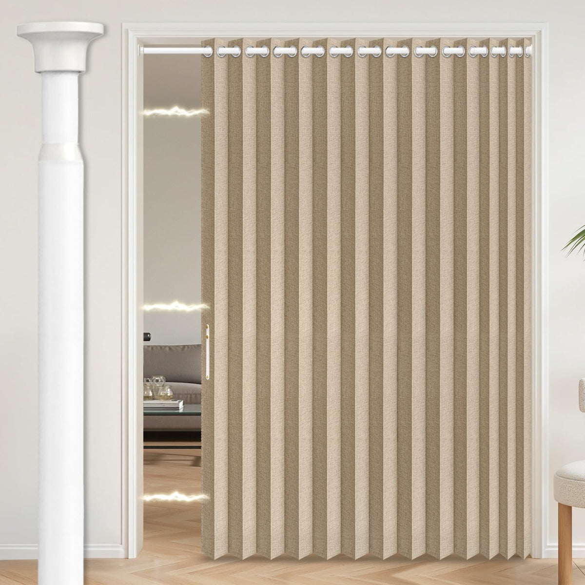 AJAZZ Blackout Accordion Door Magnetic Door Curtain Folding Closet Doors Curtain Invisible for Bedroom Room Living Room Doorway, Grey 42" W x 78" L, 1 Panel
