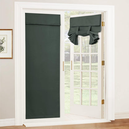 RYB HOME Blackout French Door Curtain, No Drill, W26 x L69, Black, 1 Panel