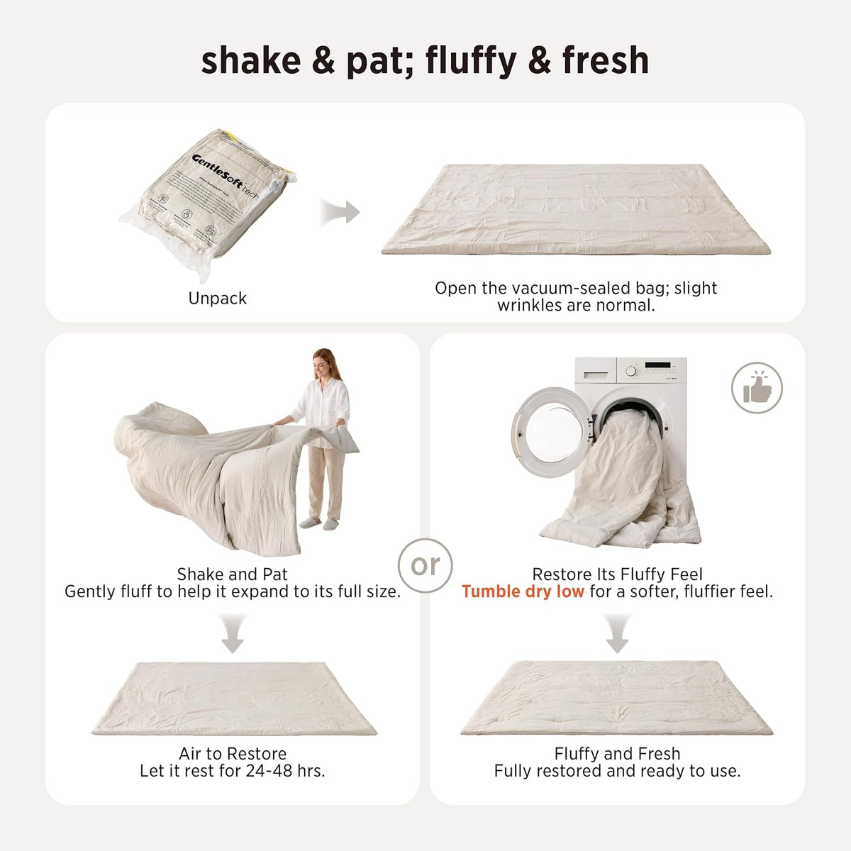 Bedsure Queen Comforter Set Prewashed Soft Bedding Set 3Pcs White 90"x90"