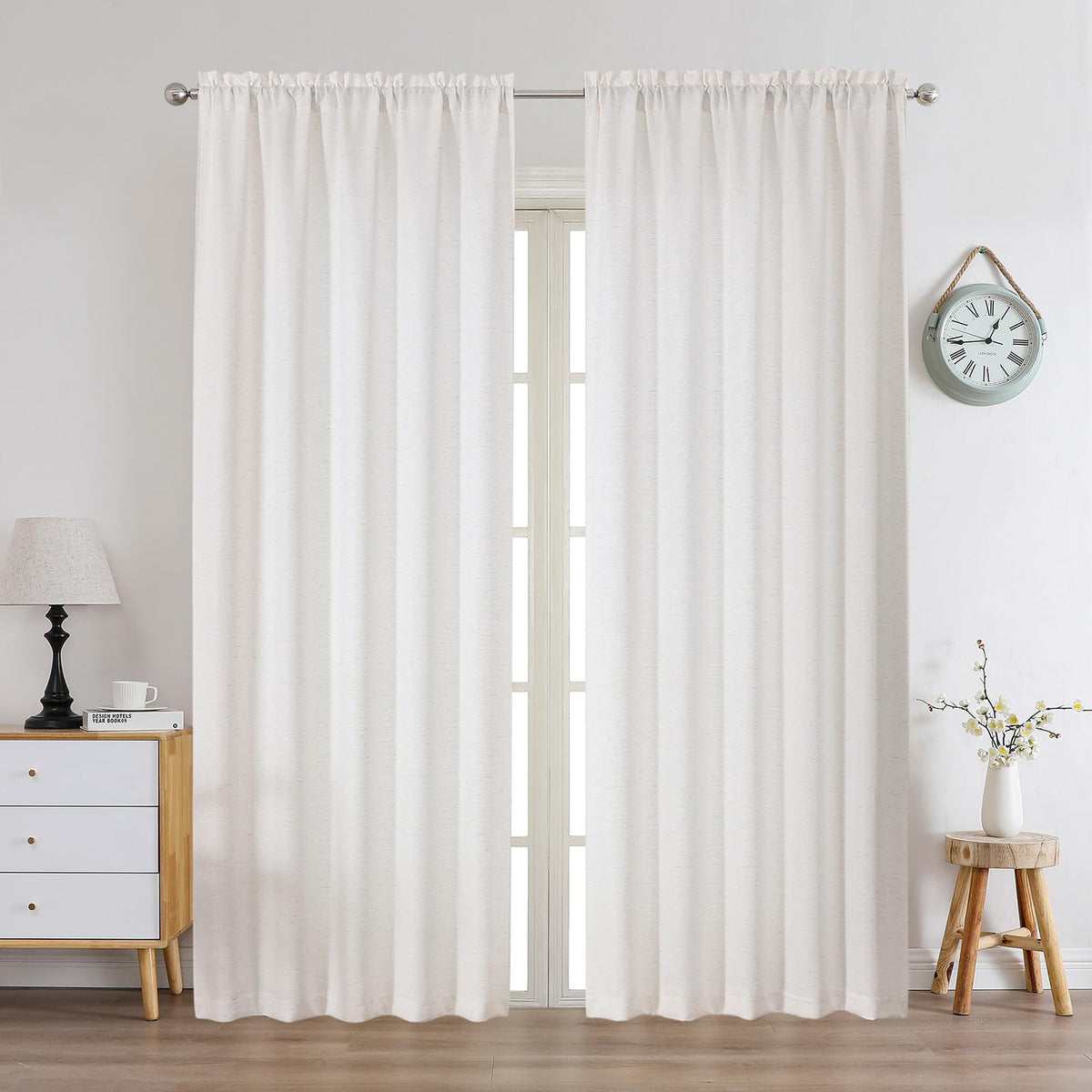 Chyhomenyc 2 Panels White Kitchen Curtains 36 Inch Length Tier Curtain