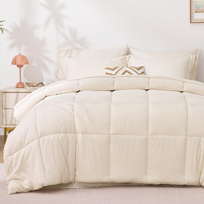 Love's cabin Queen Comforter Set, 7 Pieces Bed in a Bag, Black