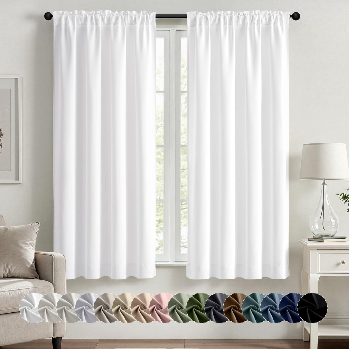 MIULEE Halloween Black Blackout Curtains for Bedroom Room 40"x63" 2 Panels