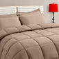TAIMIT Twin Size Comforter Set - 5 Pieces, Bed in a Bag Bedding Sets with All Season Soft Quilted Warm Fluffy Reversible Comforter,Flat Sheet,Fitted Sheet,1 Pillow Shams,1 Pillowcases,Black
