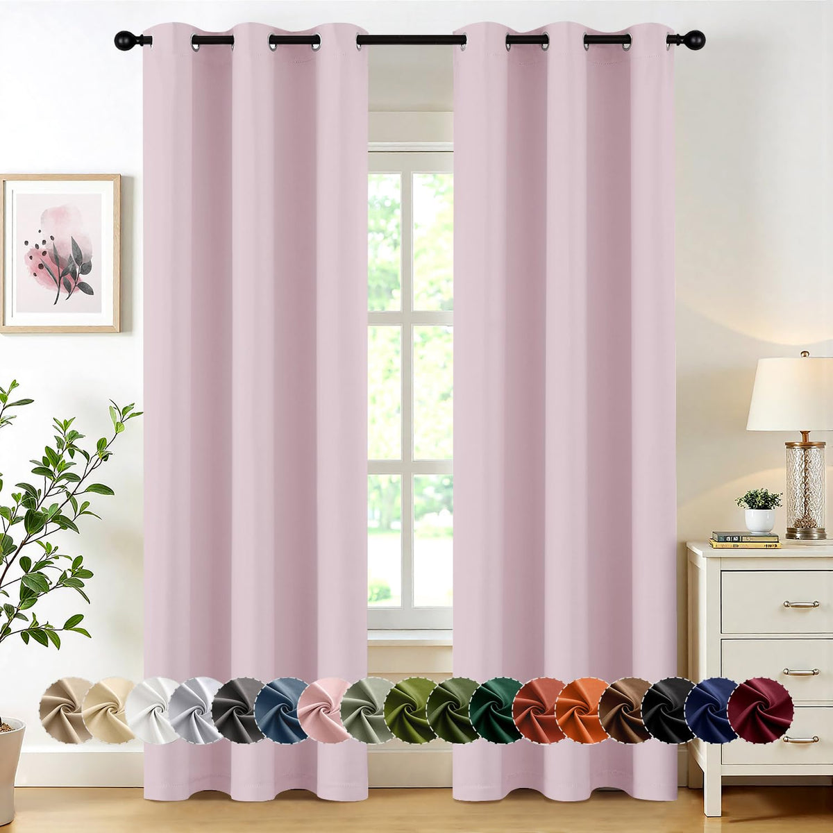 MIULEE Blackout Curtains for Bedroom 2 Panels 40 x 63 Inch Long Black