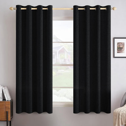 MIULEE 100% Blackout Linen Curtains for Bedroom 52x90 Inches Natural Beige