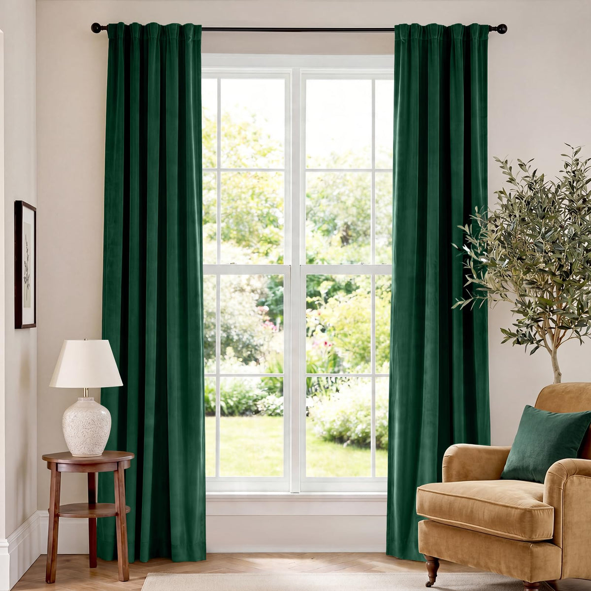 Lazzzy Blackout Curtains Thermal Insulated Curtains Room Window Drapes Super Soft Luxury Curtains for Living Room Bedroom Rod Pocket 2 Panels, 96 Inch Lined | Beige