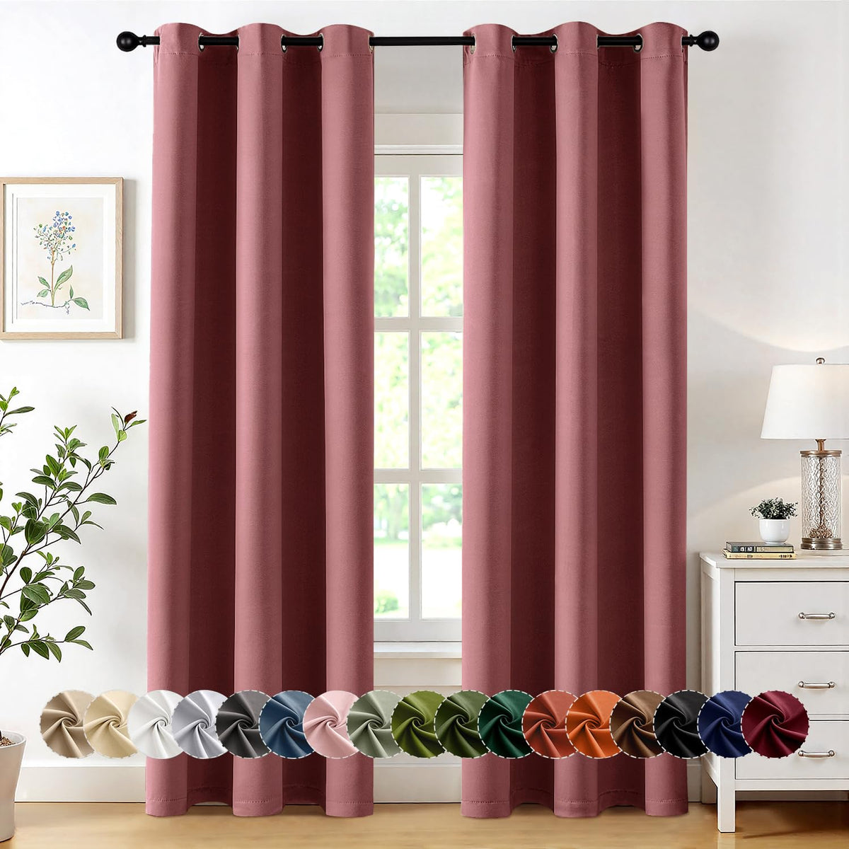 MIULEE Blackout Curtains for Bedroom 2 Panels 40 x 63 Inch Long Black