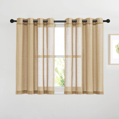 NICETOWN Semi Sheer Linen Ivory Curtains for Bedroom, W52xL84, 2 Panels