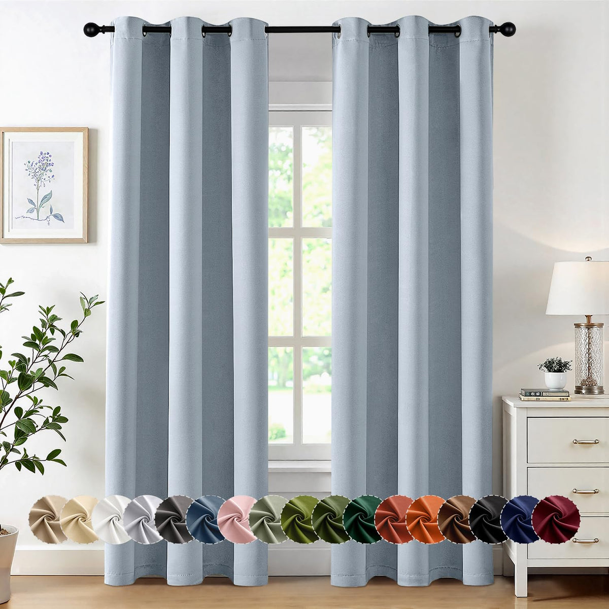 MIULEE Blackout Curtains for Bedroom 2 Panels 40 x 63 Inch Long Black