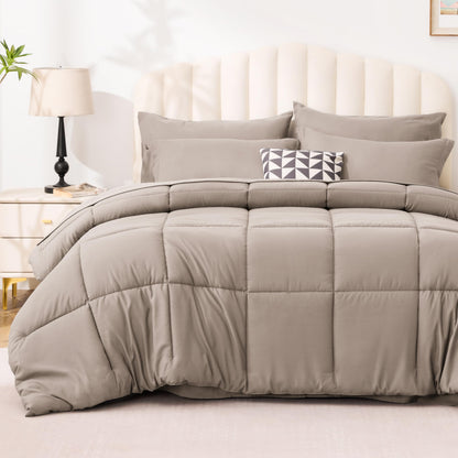 Love's cabin Queen Comforter Set, 7 Pieces Bed in a Bag, Black