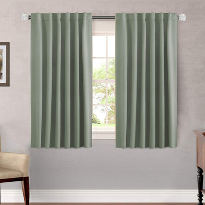 H.VERSAILTEX Blackout Curtains Thermal Insulated Window Treatment Panels Room Darkening Blackout Drapes for Living Room Back Tab/Rod Pocket Bedroom Draperies, 52 x 84 Inch, Light Sage, 2 Panels