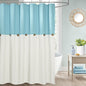 DOSLY IDÉES Farmhouse Shower Curtain,Beige and Gray Stripe,Button Curtain,Linen and Cotton Woven Fabric,Rustic Charm Country Chic Style,72x72 in