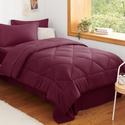 CozyLux Queen Comforter Set 88"x88" Dark Grey - 7 Piece Bed in a Bag