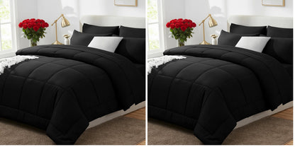 CozyLux Full Size Comforter Sets Black - 7 Pieces Bed in a Bag