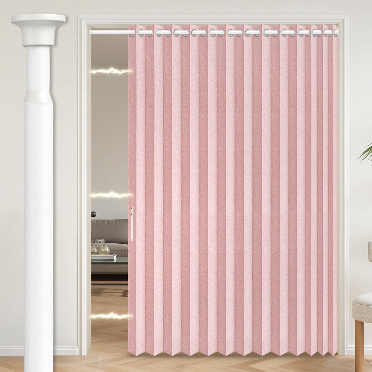 AJAZZ Blackout Accordion Door Magnetic Door Curtain Folding Closet Doors Curtain Invisible for Bedroom Room Living Room Doorway, Grey 42" W x 78" L, 1 Panel