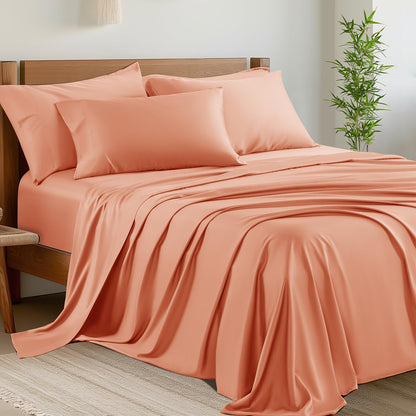 Shilucheng 6 Piece Queen Sheet Sets, Cooling Sheets, Dark Grey