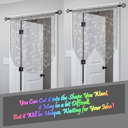 Door String Curtain Doorway Beads Curtains,Hanging Room Divider Beaded Decor Hippie Glitter Fringe Panel Closet Window Doors Sequin Sheer Boho Doors Tassel (Silver)