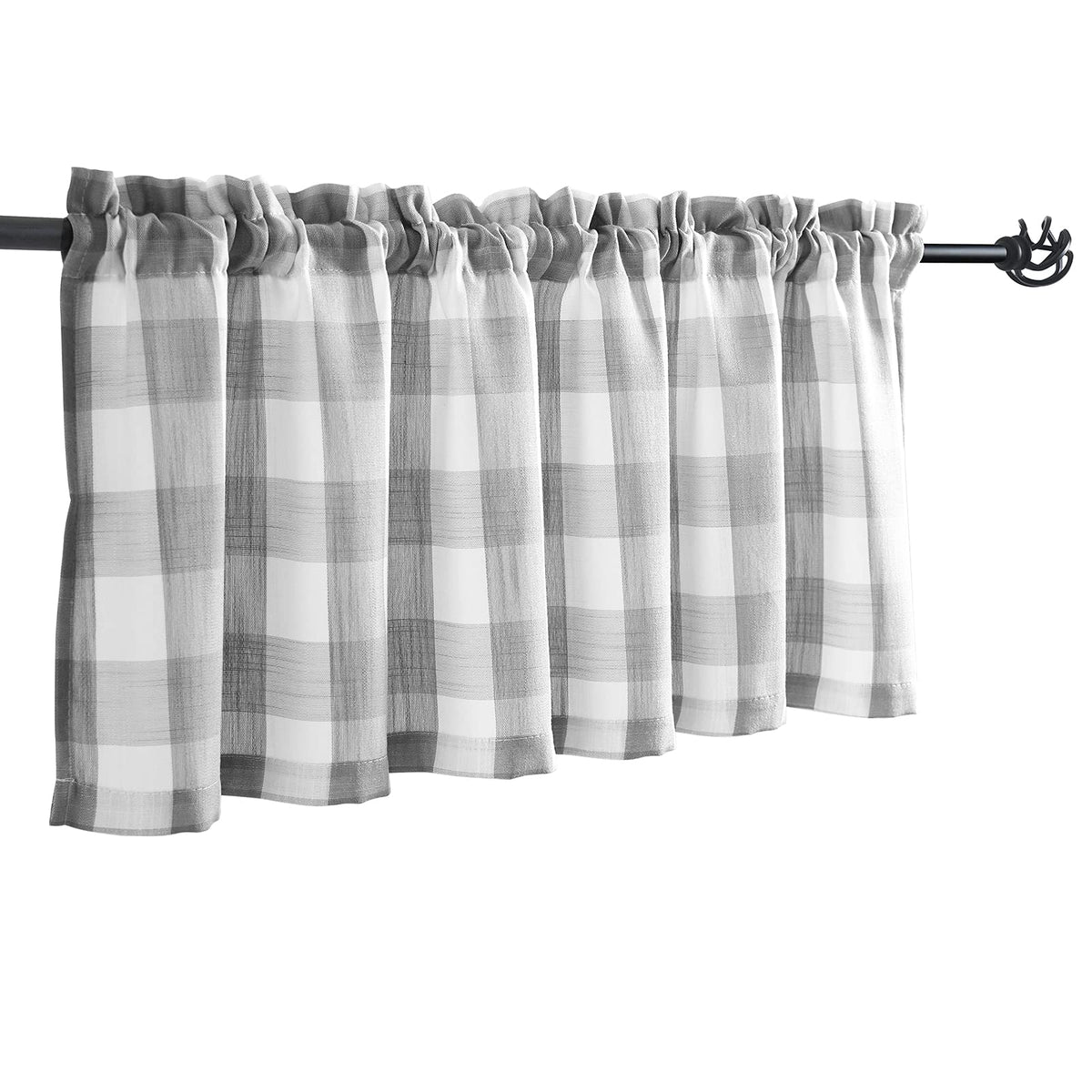 Taupe White Check Kitchen Tier Curtains for Basement Laundry 27x36 2pcs