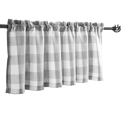 Taupe White Check Kitchen Tier Curtains for Basement Laundry 27x36 2pcs