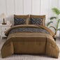 Luxudecor Burgundy Comforter Set Queen Size 7 Pieces Red and Black Stripe Bed in a Bag Geometric Comforter and Sheet Set, Soft Microfiber Complete Bedding Sets for All Seasons