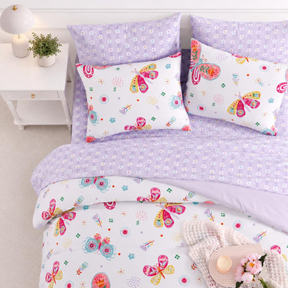 Twin Comforter Set for Girls - 5 Pieces Floral Pink Girls Twin Bedding Set
