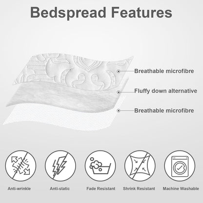 Hansleep Queen Quilt White Quilts Queen Size 3 Pieces (1 Quilt, 2 Shams)
