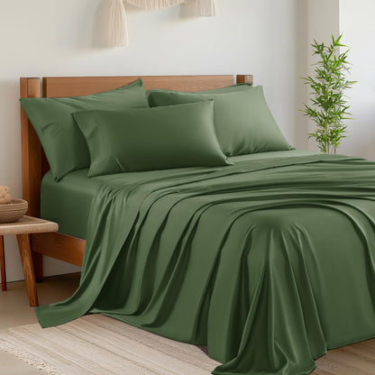 Shilucheng 6 Piece Queen Sheet Sets, Cooling Sheets, Dark Grey
