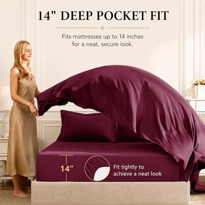 CozyLux Full Comforter Set 82"x86" Burgundy - 7 Piece Bed in a Bag