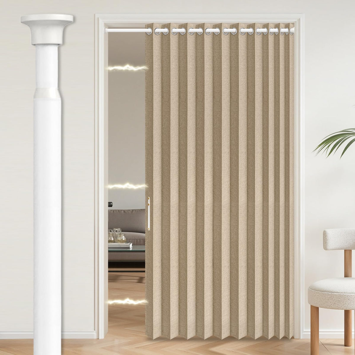 AJAZZ Blackout Accordion Door Magnetic Door Curtain Folding Closet Doors Curtain Invisible for Bedroom Room Living Room Doorway, Grey 42" W x 78" L, 1 Panel