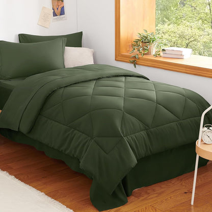 CozyLux Full Comforter Set 82"x86" Dark Grey - 7 Piece Bed in a Bag