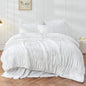 Bonlino Wheat Ruched Comforter Set Queen Size Ruffle Comforter Bedding