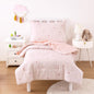 Wake In Cloud - Toddler Bedding Set for Girls, 100% Cotton Fabric, Cute Bow Heart Romantic Princess Style, 4 Pieces Soft Crib Bed Set Including Comforter, Sheets and Pillowcase, Pastel Pink