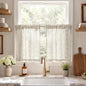 jinchan Linen Striped Tier Curtains for Kitchen Windows Green 26 x 24 inch