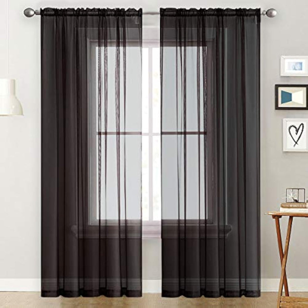 SpaceDresser Sheer Voile Curtains for Living Room 84 Inch Long 2 Panels