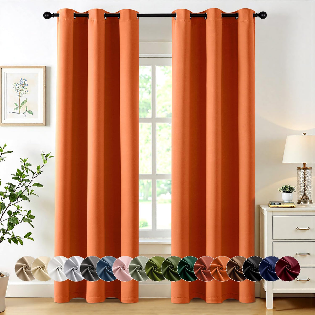 MIULEE Blackout Curtains for Bedroom 2 Panels 40 x 63 Inch Long Black